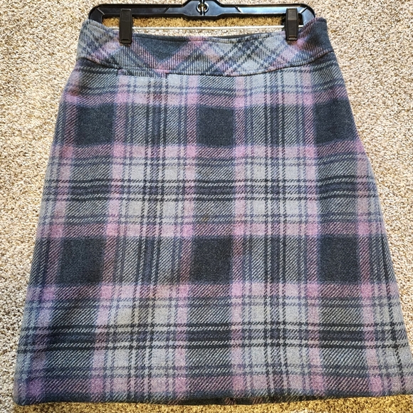 Vintage LL BEAN Wool Skirt Plaid Lined Gray & Purple Preppy Size 6P/30"⚘️HP⚘️ - Picture 3 of 9